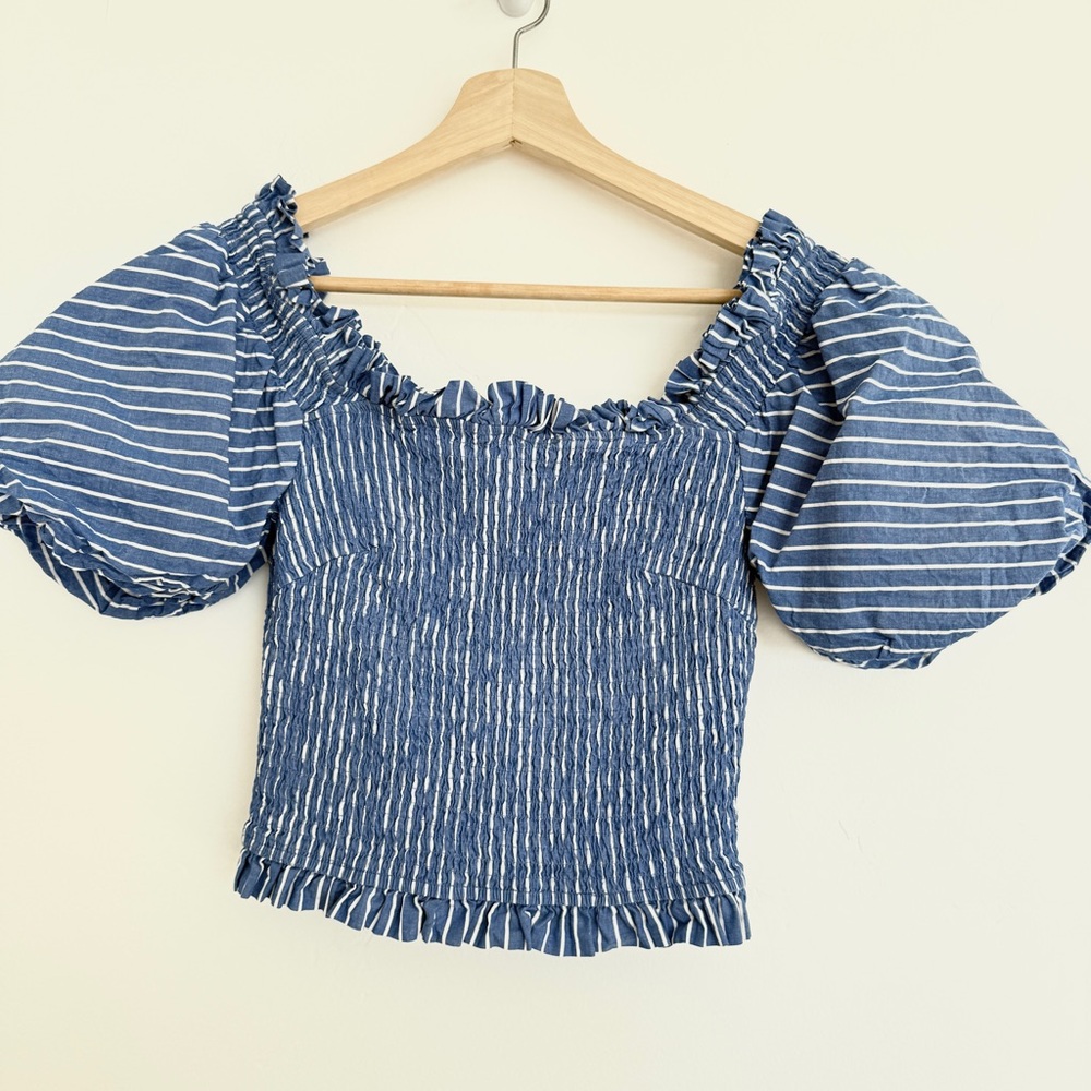 DO+BE off shoulder Blue Striped Top S